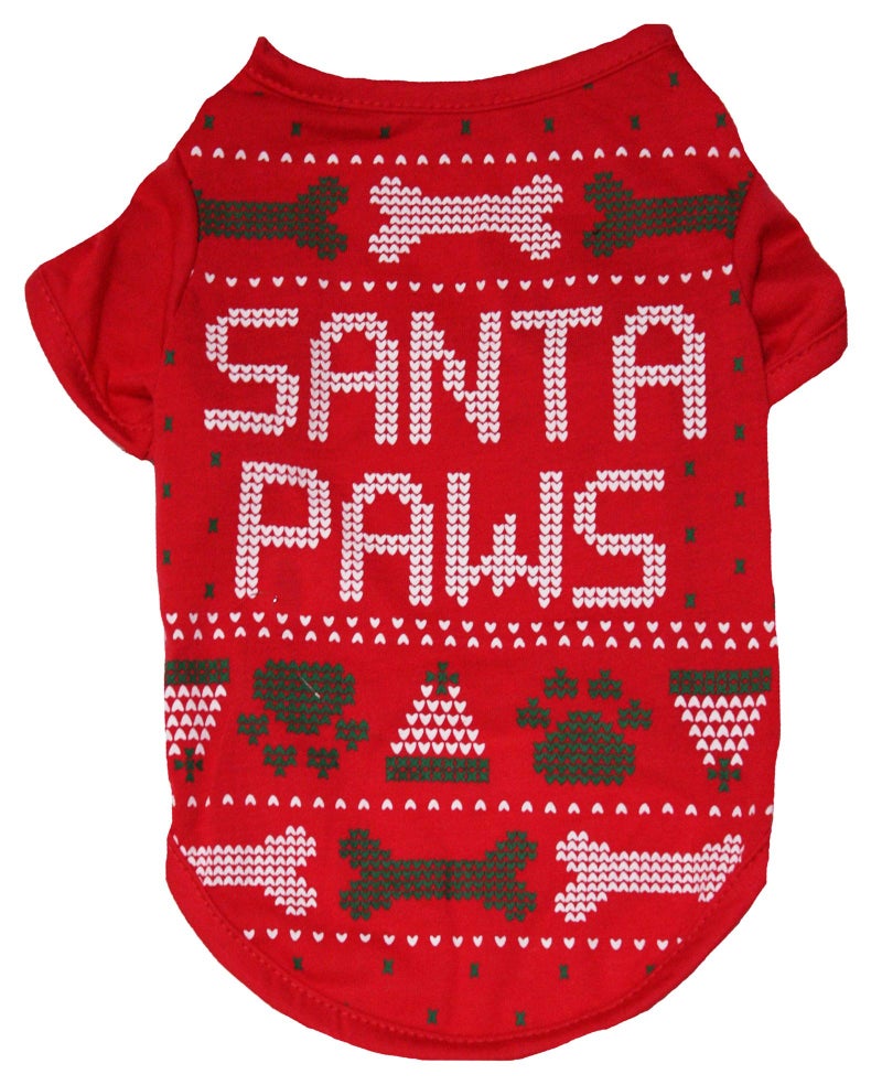 Petitebella Christmas Theme Puppy Dog Shirt (Red Santa, X-Large)